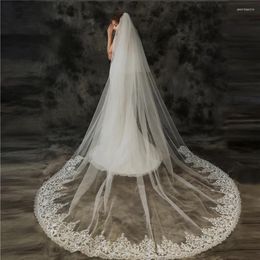 Bridal Veils Arrival White Ivory Cathedral Wedding Lace Appliques Veil Velos De Novia Two Layers Accessories