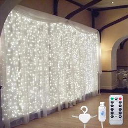 Other Event Party Supplies 100200300LED Curtain String Light Garland Wedding Party Decorations Table Bachelorette Birthday Ramadan Easter Home Festoon 231013