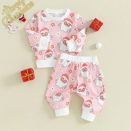 Clothing Sets Toddler Girls Christmas Pants Long Sleeve Santa Claus Print Sweatshirt Tops