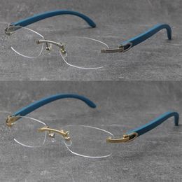 Metal Decoration Woode Frame Male and Female Glasses Rimless Decor Wood Square 18K Gold Frame Eyeglasses Frames Women Designer Hig266O