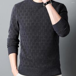 Men's Sweaters Men Sweater Cozy Stylish Knitted Thick Warm Elastic Round Neck Pullover For Fall Winter Slim Fit Soft Material