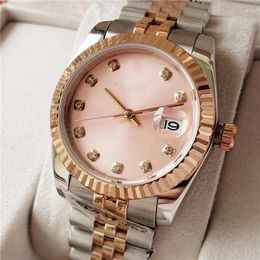 Wristwatches Ladies Luxury 36mm Pink Dial Stainless Steel 904L High-quality Classic Watch