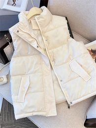 Women's Trench Coats Botvotee Loose Down Jacket For Women 2023 Autumn Winter Fashion Vintage Chic Sleeveless Parkas Casual Stand Collar