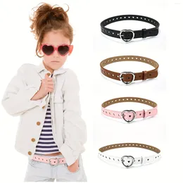 Belts Selling Children's Punk Belt Student Boys And Girls Jeans Heart-shaped Hollowed Out Heart Female Pink Sky Blue