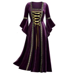 Woman Gothic Long Sleeve Victorian Mediaeval Dress Veet Palace Queen Princess Halloween Cosplay Costume Mujer Dress