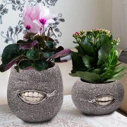 Vases 2PCS Unique Horror Teeth Flower Pot Halloween Home Decor Desktop Ornament Succulent Holder Creative Gifts