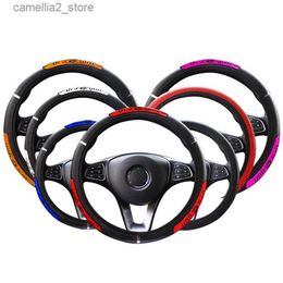 Steering Wheel Covers Size 37/38cm 6 Colors Car Steering Wheel Cover faux Leather Square Embossing Non-slip for Auto Interior Accessories Q231016