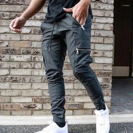 Men's Pants Fashion Multi Pocket Cargo Streetwear Hip Hop Elastic Waist Harem Ankle Length Trousers Baggy For Women