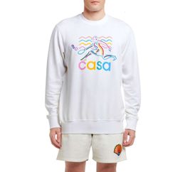 Casablanca Portrait Rainbow Lines Sweatshirt Designer Casa Round Neck Unisex Long Sleeved Sweater Pullover Jumper Hoodies