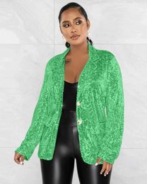 Women's Jackets Wishyear Fall Luxury Streetwear Long Sleeve Notched Collar Night Club Coat Women Sparkly Sequin Blazer Jacket Birthday
