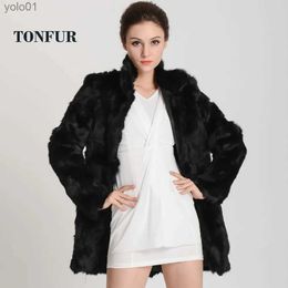 Women's Fur Faux Fur New Women Fashion Real Rabbit Fur Coat Mandarin Collar Natural Fur Jacket Long Customise Fe Dropshipping Overcoat HP147L231111