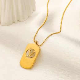 Gold Plated Designer Pendants Necklaces Stainless Steel Letter Choker Pendant Necklace Beads Chain Jewellery Accessories NO Box Never Fading