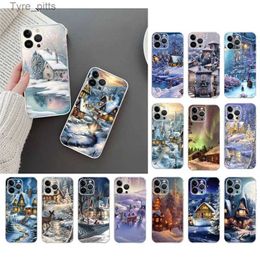 Cell Phone Cases Christmas Winter Snow House Deer Phone Case For iphone 15 14 13 12 11 Pro Max XS Max XR X 12mini 14 Plus Shell Case FundaL2310/16