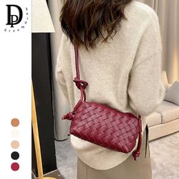 And Fashion Weave Leather Women Crossbody Handbag Bag Luxury Handmade Knot Female Shoulder Versatile Purse Lady Messenger