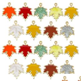 Charms 20Pcs Classics Mticolor Enamel Maple Leaf Alloy Oil Drip Charms Pendants For Jewellery Making Necklaces Earrings Keychain Diy Cra Dh2N1