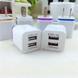 Dual USB cellphone Wall Charging Chargers 2 Ports Metal Charger Plugs 2.1A + 1 A Power Adapter Plug for samsung s4 s6 any cellphone LL