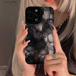 Cell Phone Cases Spilling Ink Arts Marbled Pattern Phone Case For iPhone 11 12 13 14 15 Pro Max 14 15plus X XR XS Max 7 8 Plus Black White ShellL2310/16