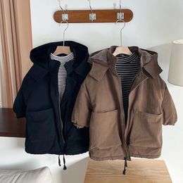 Down Coat 2023 Autumn Winter Thicken Children Jacket Boys Solid Color Hooded Jackets Kids Parka Outerwear 414Years 231016