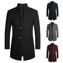 Men's Jackets Autumn Winter Fashion Woollen Coats Solid Colour Single Breasted Lapel Long Coat Jacket Casual Overcoat Plus Size Overcoats