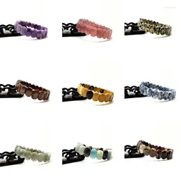 Strand 10X14mm Natural Stone Cut Amethyst Tiger Eye Agate Geometric Elastic Energy Hand Sign Luxury Men's And Women's Charm Jewellery