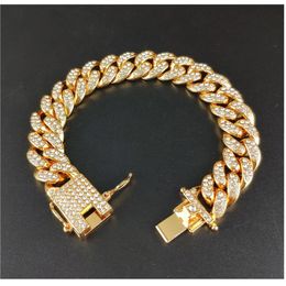 Kette Neue Mode Luxus aus kubanischem Link Armband für Frauen Männer Gold Silber Farbe Bling Strass Schmuck 231016