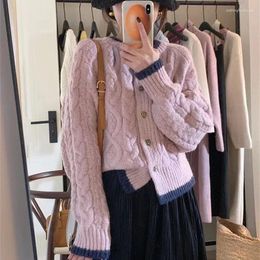 Women's Sweaters Winter Korean Sweater Purple Women Loose O-neck Long Sleeve Knitting Jumper Autumn Thick Warm Casual Ladies 2502