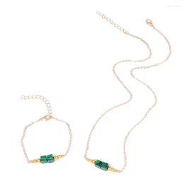 Necklace Earrings Set Fashion Block Malachites Beads Pendants Necklaces Bracelets Natural Stone Impearial Charm Women Jewellery