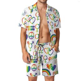 Men's Tracksuits Gay Pride Vacation Men Sets LGBT Love Casual Shirt Set Summer Graphic Shorts 2 Piece Novelty Suit Large Size