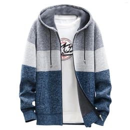 Men's Sweaters Fall/winter Fleece Zip Up Hooded Cardigan Sweater For Winter Warmth Lined Jacket Overcoat Hiking Windproof