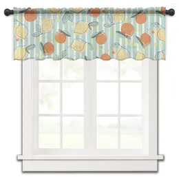 Curtain Line Orange Colour Block Overlay Leaf Small Window Valance Sheer Short Bedroom Home Decor Voile Drapes