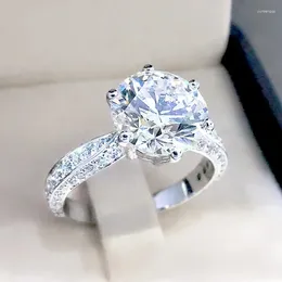 Wedding Rings Simple Round Cubic Zirconia 6 Design Elegant Women Engagement Anniversary Gift Trendy Jewelry