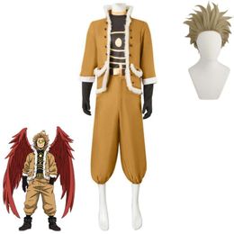 Cosplay Anime Boku No My Hero Academia Rising Takami Keigo Wing Hawks Cosplay Costume Wig Yellow Outfit Hallowen Carnival Party Suit