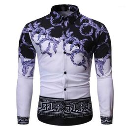 Stylish Western Cowboy Shirt Men Brand Design Embroidery Slim Fit Casual Long Sleeve Shirts Mens Wedding Party Shirt for Male1252F