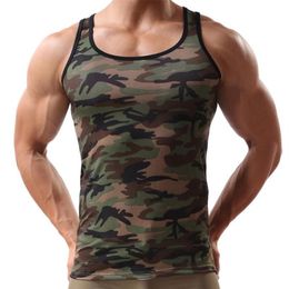 Men's Tank Tops Summer Sleeveless Blouse Camouflage Vest Sportswear Top Fitness Undershirt Men Sports Ropa Hombre322f