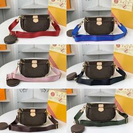 Designer Bags Old Flower Brown Three In One Shoulder Bag Seven Color Shoulder Strap Clutch Combo Embossed Fashion Womens Messenger Bag Wallet