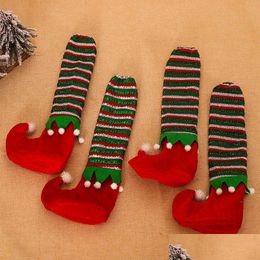 Christmas Decorations Decorative Products Striped Elf Table Foot Er Chair Living And Protective Drop Delivery Home Garden Festive Pa Dh7Qw