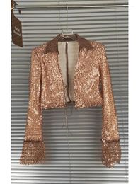 Women's Jackets Autumn Lapel Long Sleeved Full Body Sequin Decoration Bingbing Temperament Style Jacket