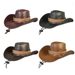 Berets Unisex Wide Brim Cowboy Hat Breathable Gentleman Summer Holiday Decors Mountaineering Vintage Studded