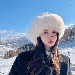 Berets Faux Fur Bucket Hat Stylish Winter Warm Plush Trendy Wind Sun Protection Christmas Gift Fisherman For Women