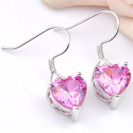 luckyshine e0281 heart shaped pink kunzite jewelry earring 925 silver valentines gift jewelry hook earrings 10 pair 264x