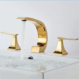 Bathroom Sink Faucets Faucet Gold Widespread Basin Black Tap Luxury Rose Mixer And Cold Shower Room