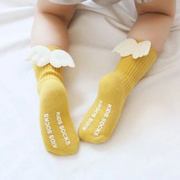 Kids Socks 24pair Baby Girls Knee High Socks Angel wings Summer Autumn Cotton Socks Solid Candy Color Kids Toddler Long Socks For Children 231016