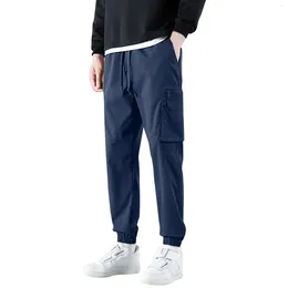 Men's Pants Mens Fashion Legging Cargo Casual Solid Colour Trousers Multi Pocket Overalls Athletic Work Wear Skinny Foot