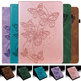 Imprint Butterfly Leather Tablet Case For Samsung Galaxy Tab A9 S8 S9 A9 Plus Fashion Retro Print Girls Wallet Frame Pocket Credit ID Card Slot Holder Flip Cover Pouch