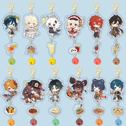 Keychains Genshin Impact Keychain Cute Figures Cosplay Hutao Zhongli Raiden Shogun Xiao Pendant Car Key Ring Fans Xmas Anime Jewellery Gifts