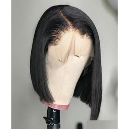 Synthetic Wigs Short Lace Front Human Hair Bob Wig For Black Women Brazilian Natural Straight Afro Swiss Frontal Pre Plucked5917469 Dhtsl