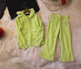 luxury Tracksuits designer velvet KIds autumn suits Size 100-150 CM 2pcs Hot diamond logo hooded jacket and sports pants on the back Aug22