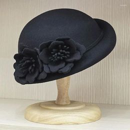 Berets Women Beret Winter Hats Double Flower Ladies Hat Wedding Party Fedora Fancy