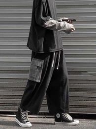 Men's Pants Vintage Y2k Straight Wide Leg Cargo Men Casual Japanese Street Ankle-Length Long Trousers 2023