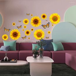 Wall Stickers 22 Sunflowers With Butterfly PVC AF5939 Sticker Sunflower